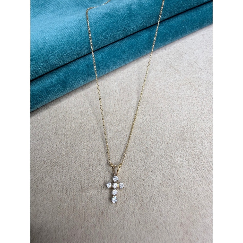 14K Gold Filled Small Cross Necklace 12" Newborn Toddler Child Size - Picture 2 of 6